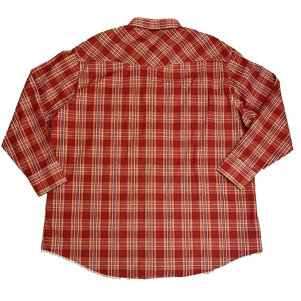 WRANGLER Western Red Plaid Pearl Snap Button Long Sleeve Shirt 19x36 Tall NWT - Picture 4 of 6
